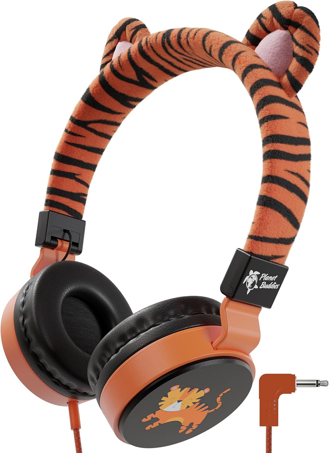 Planet Buddies Kids Tiger Wired Headphones with Cord, Safe Volume for Kids