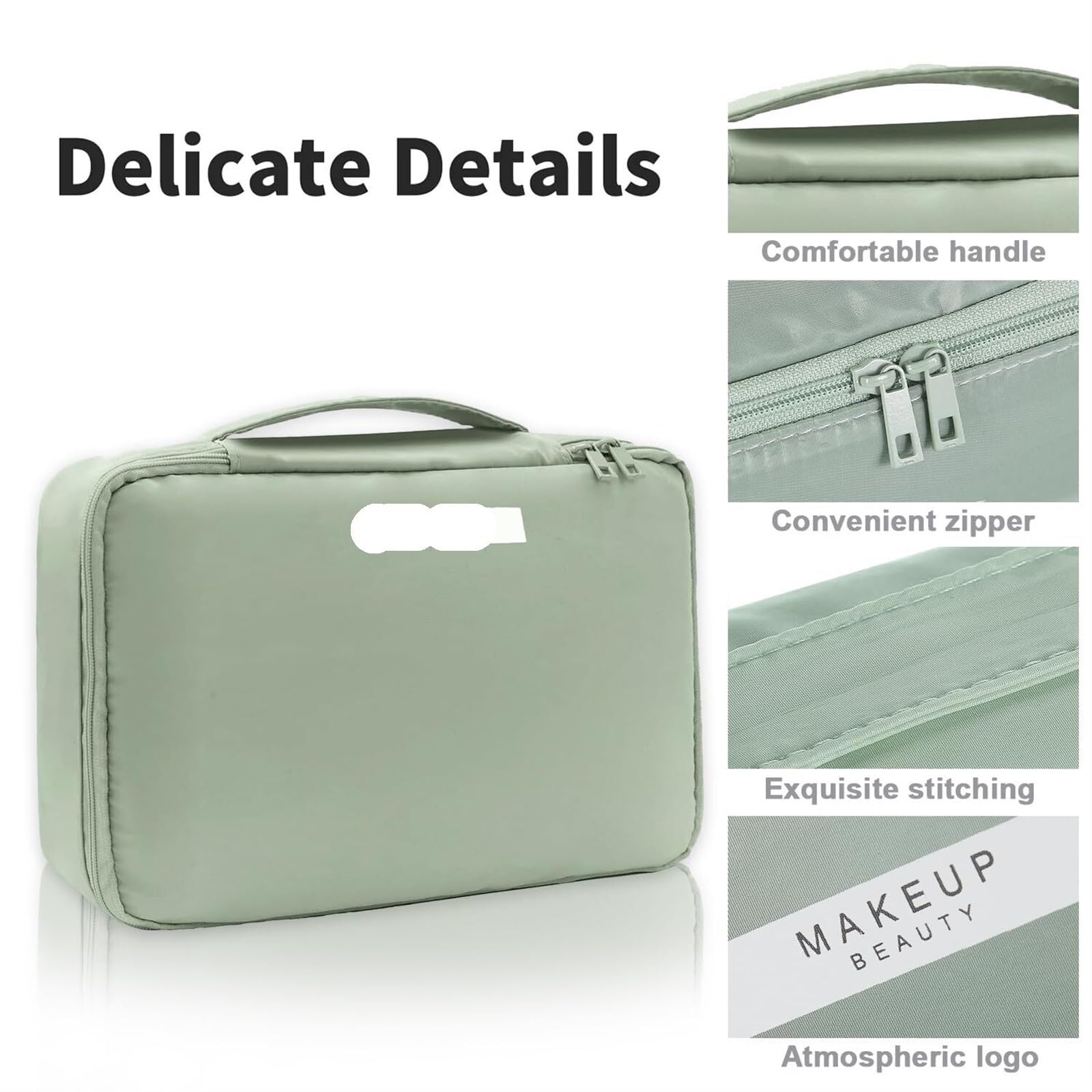 Kosmetiktasche Damen Reise-Make-up-Tasche, Kosmetiktasche, Make-up-Tasche, Kulturbeutel for Damen Und Herren Kulturbeutel(Grün,18cm)