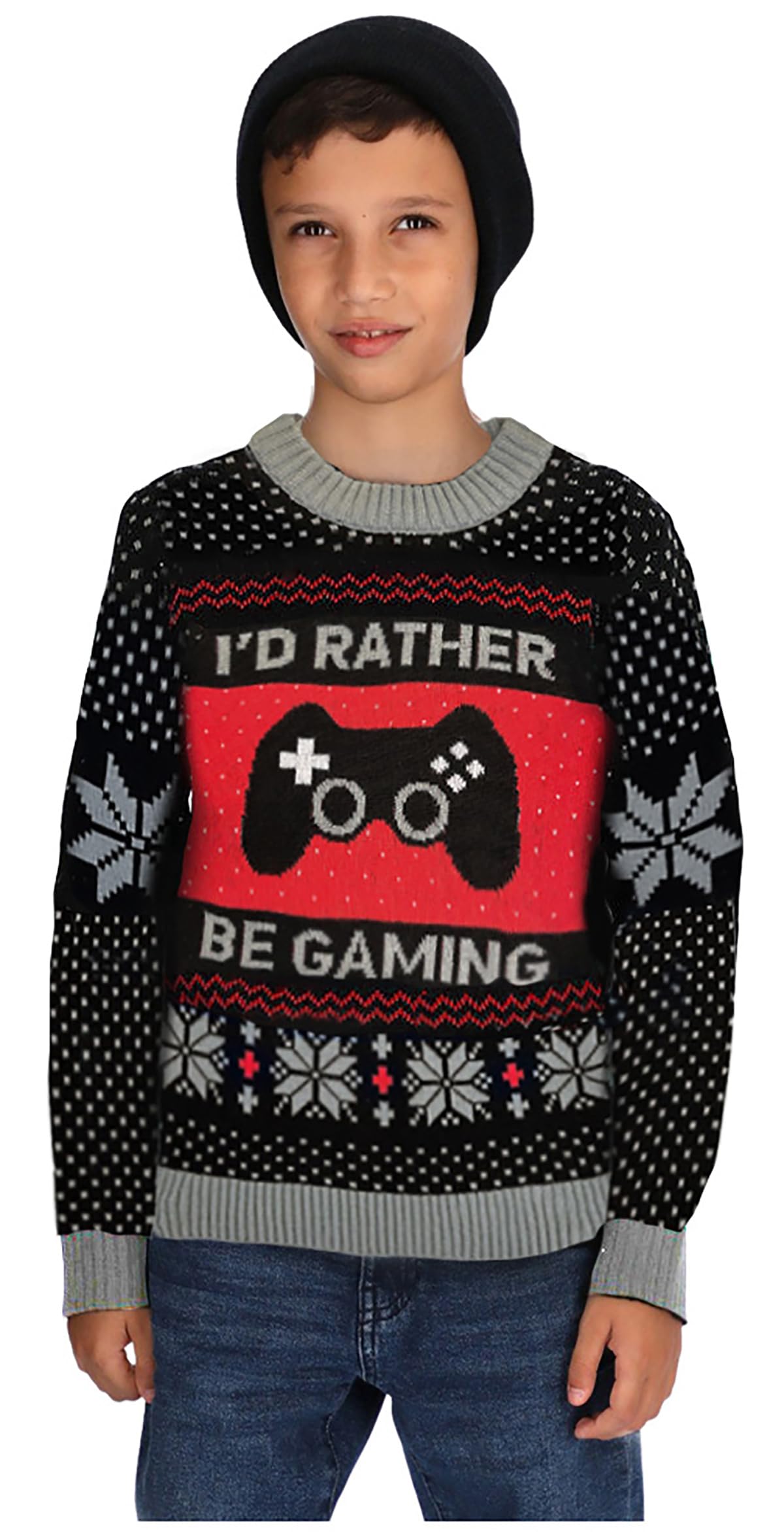 Tstars Kids Ugly Christmas Sweater Dino Gamer Swishmas Boy Girl Holiday