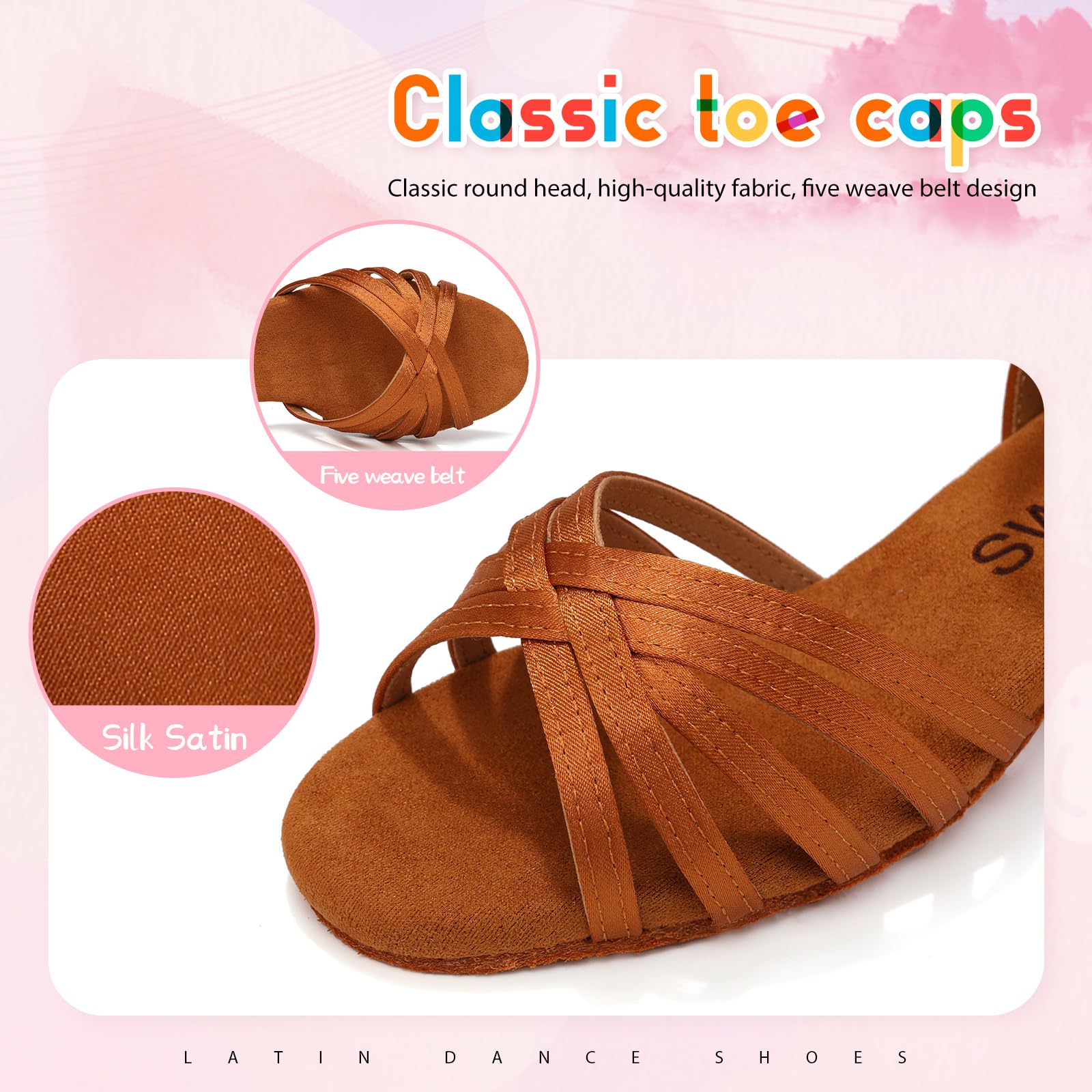 SWDZM Zapatos de Baile Latino Niña Tacón 3 cm Estándar Salsa Bailarina y Bachata Principiantes Bailarina Práctica