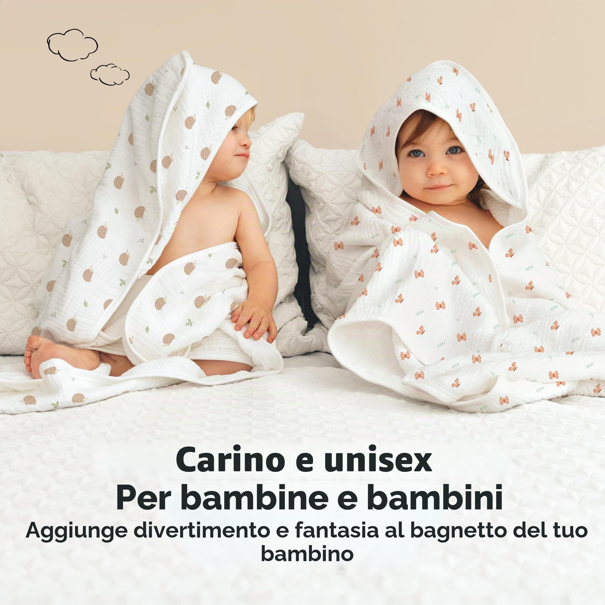 KeaBabies asciugamano in mussola con cappuccio per bambine e bambini - asciugamano con cappuccio in 100% cotone biologico per neonati e bambini, morbido e assorbente con cappuccio (Monarch)