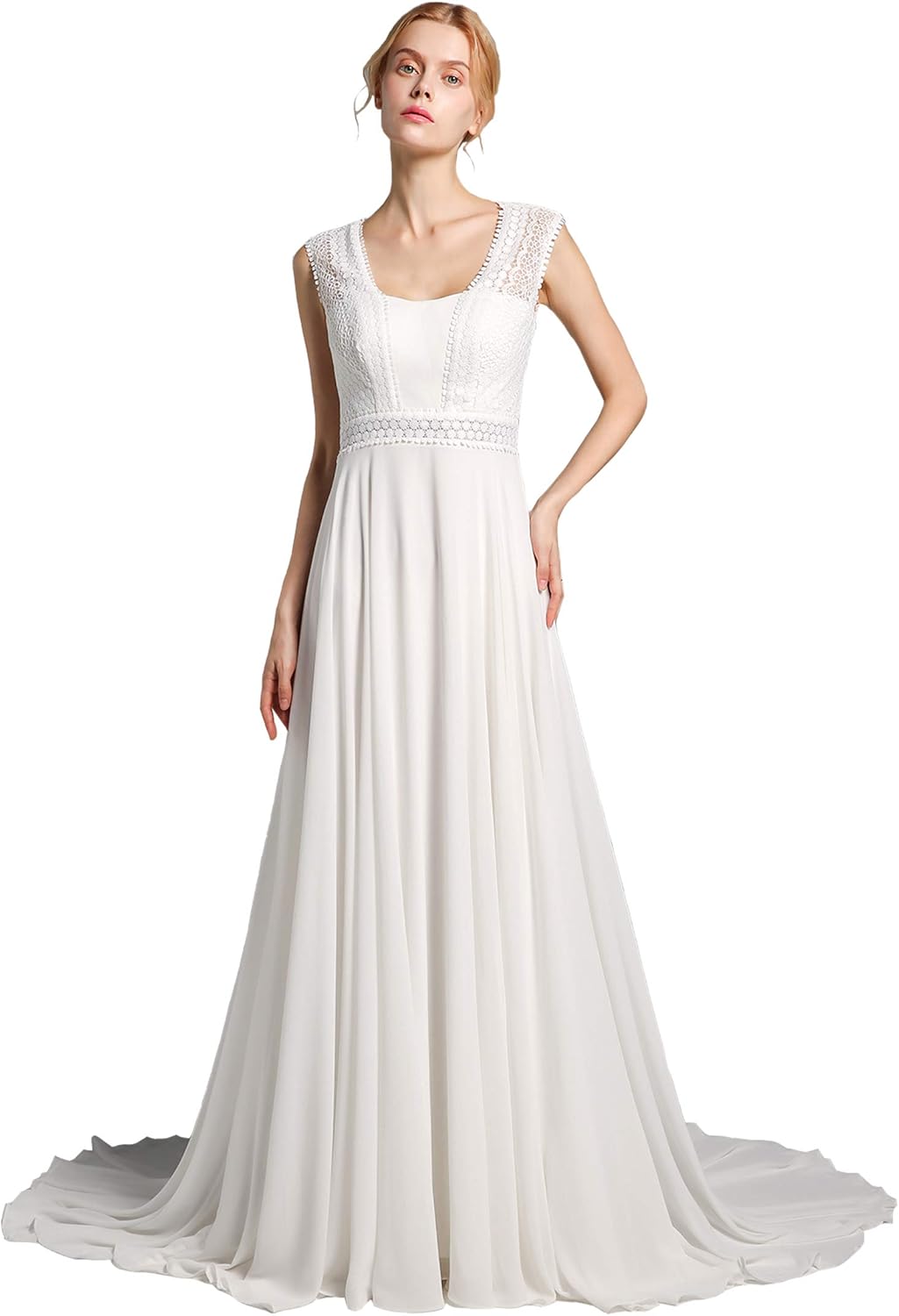 long sleeve lace chiffon wedding dress