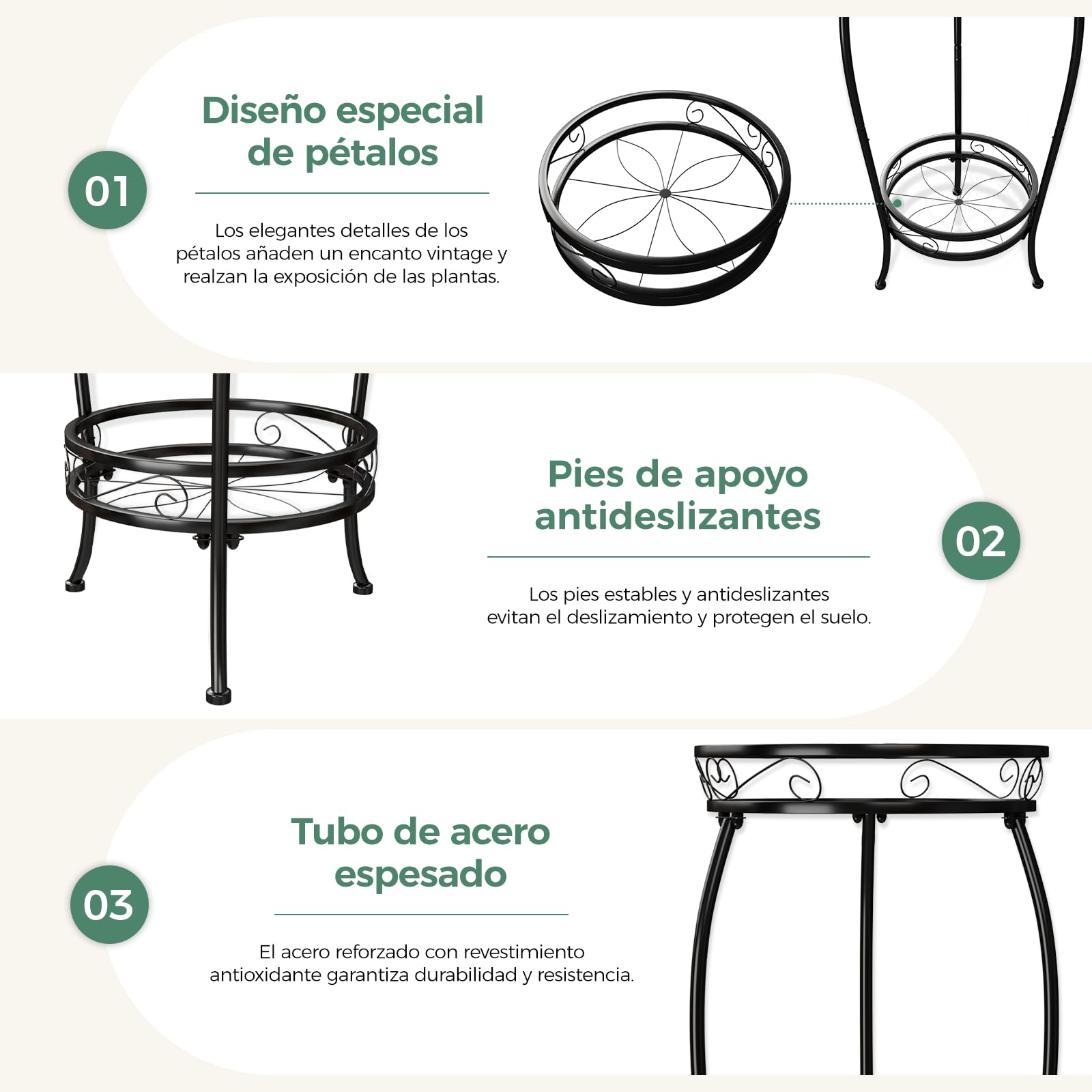 Bamworld - Soporte de plantas de interior de metal de 2 niveles, estante de plantas negro, soporte grande para múltiples plantas y macetas para patio, jardín, esquina, balcón y sala de estar
