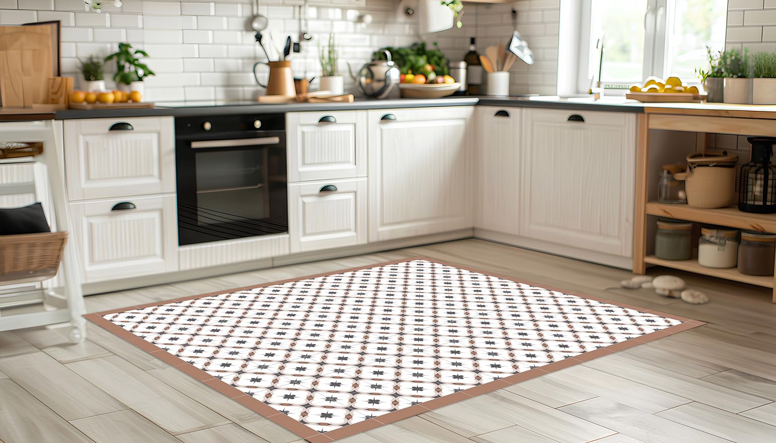 DobleUve Estudio Tapis Vinyle Loft | Marron | 65x140 | Tapis Cuisine PVC | Tapis de Salle à Manger Imperméable | Tapis Salon | Tapis Antidérapant Antifongique en PVC pour Enfants