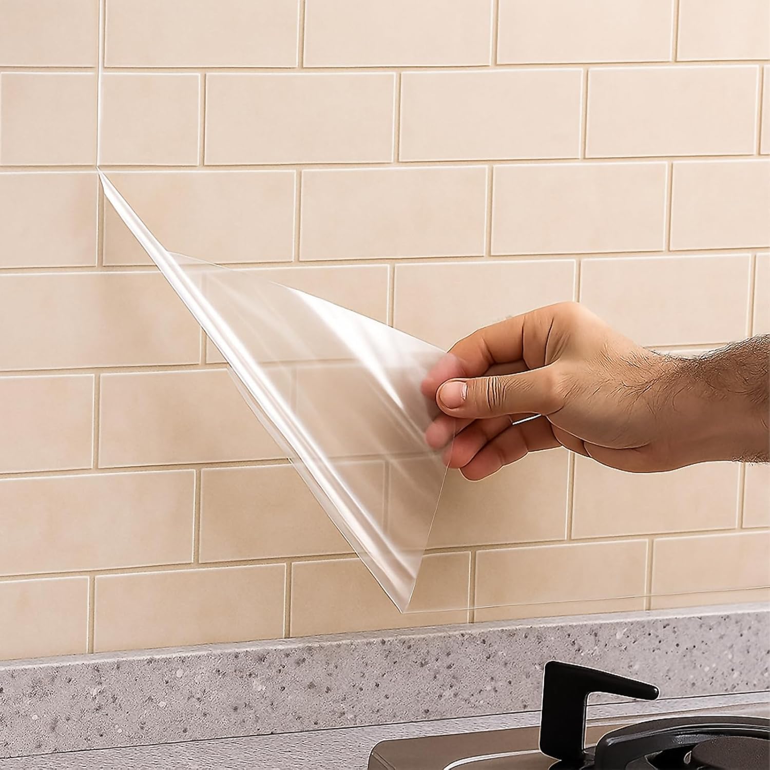 Protection Transparent Sheets - Backsplash for Kitchen Anti Oil-Stain Resistance, Heat Proof Contact Paper | Glossy Clear Finish Self Adhesive Surface Protector || (12'in X 200'in)-image-23