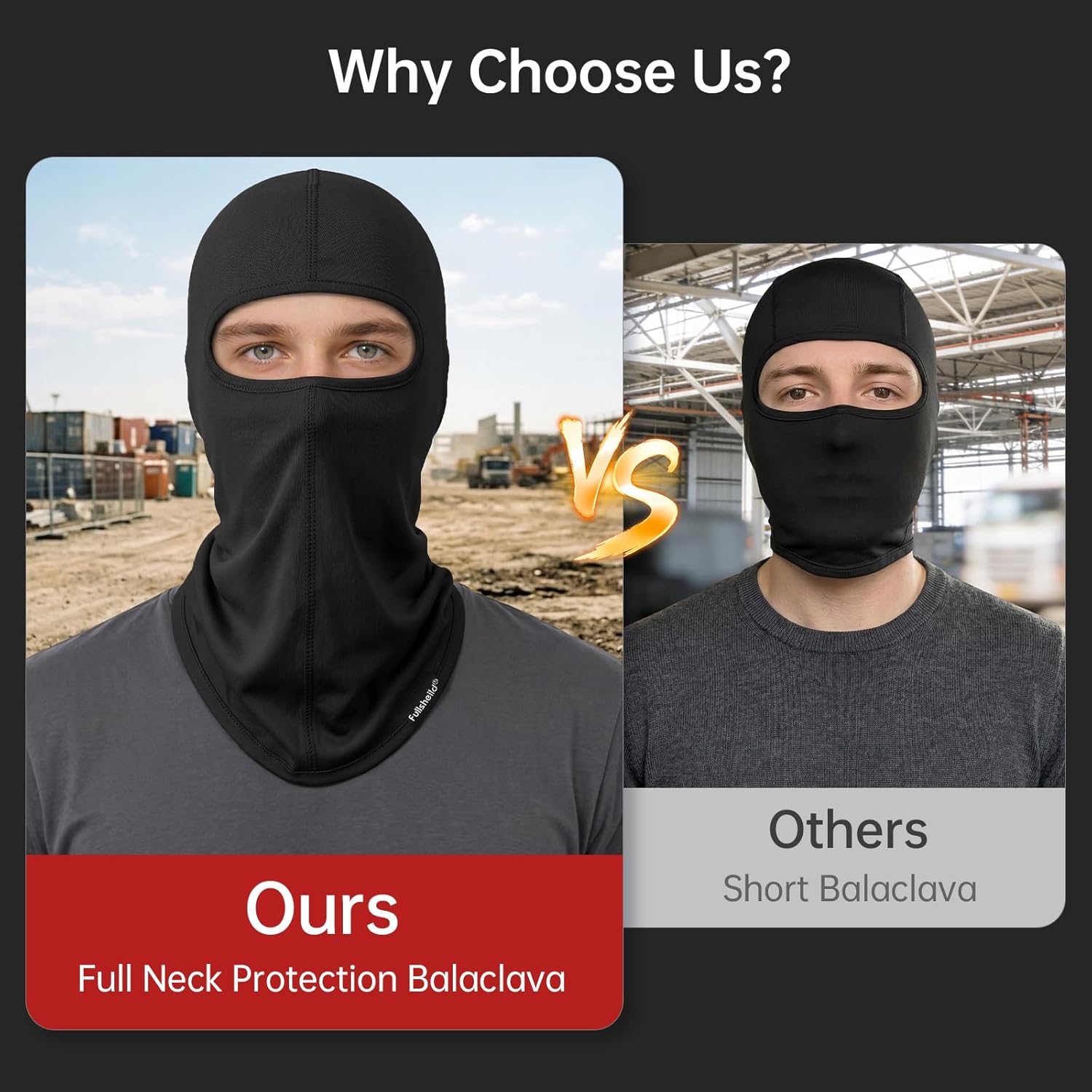 Fullsheild FR Balaclava Protective fr face mask for Men, Flame Resistant Covering Welding Hood Lightweight OneSize Black