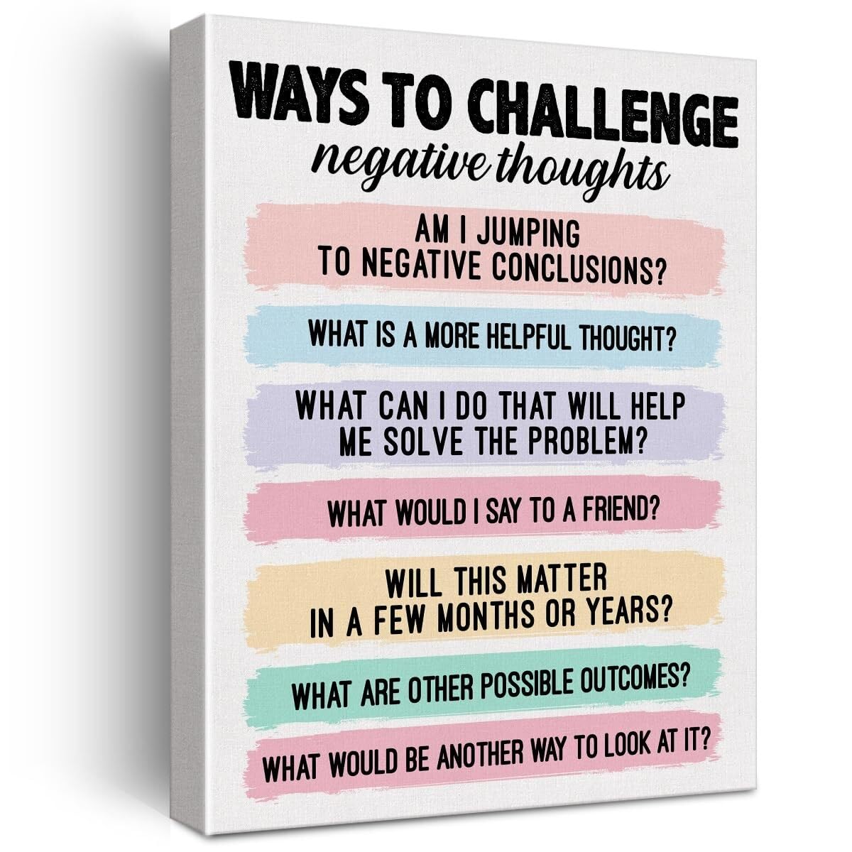 VWWJCCRO Uplifting Wall-Art for Challenging Negative Thoughts Affirmations Print Home Office Study Decor Inspiration(Framed,16x24inch(40x60cm))