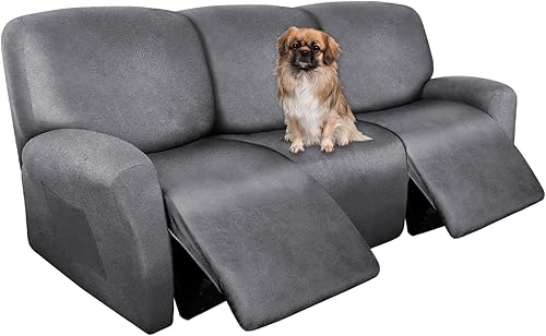 Miniatura 34 de Fundas para sofás reclinables símil cuero, para sofá de 3 plaza, protector de muebles, tela de elastano lavable, 8 piezas, color marrón 02 marrón,01