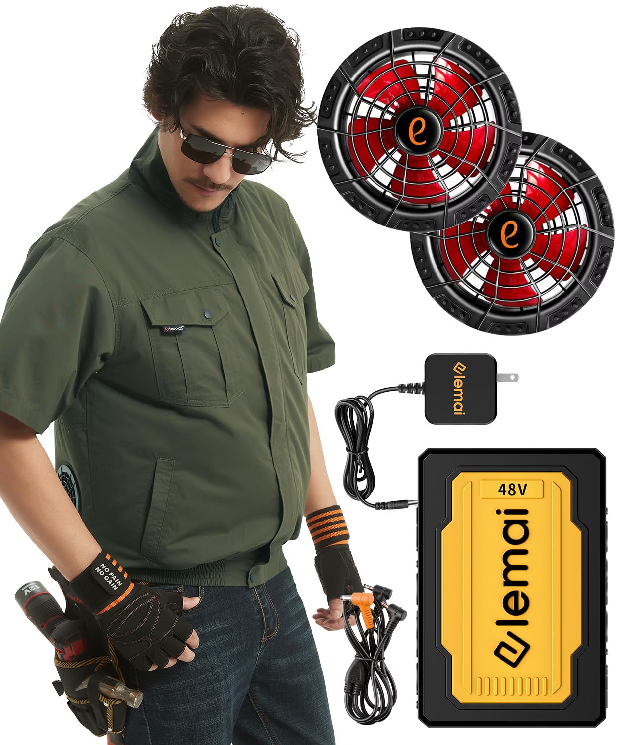 Amazon.co.jp: [elemai] NEWモデル ファン付き作業服 遮熱-15℃ 48V超高