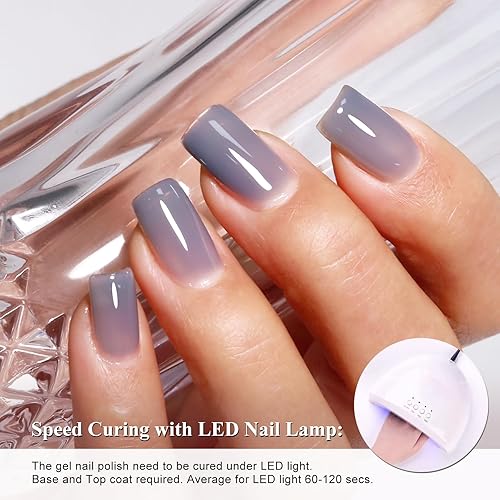 Miniatura 2 de Imtiti Esmalte de uñas de gel traslúcido, esmalte de gel de curado con luz UVLED, color rojo rosa gelatina, para arte de uñas, manicura y pedicura