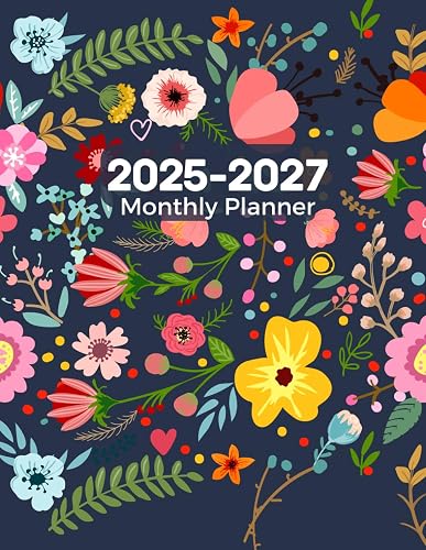 3 year calendar 2025-2026-2027 monthly planner: (January 2025 through December 2027) Size 8.5"x11" with Floral Cover