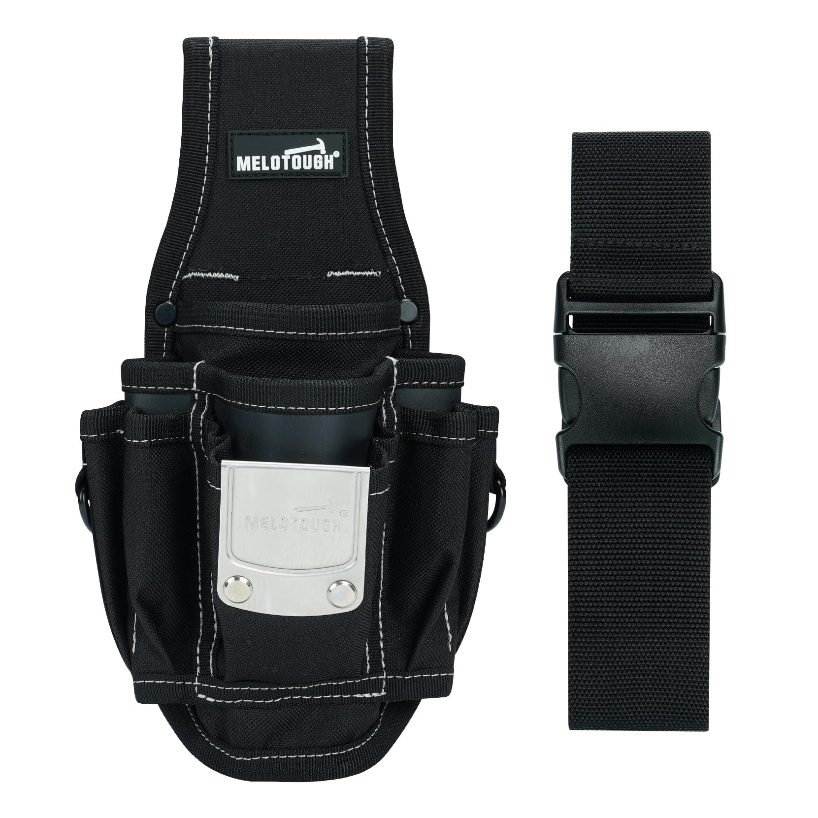 MELOTOUGH Pochette porte-outils pour ceinture avec clip de ceinture à dégagement rapide, grandes poches et boucle, accessoire à clipser
