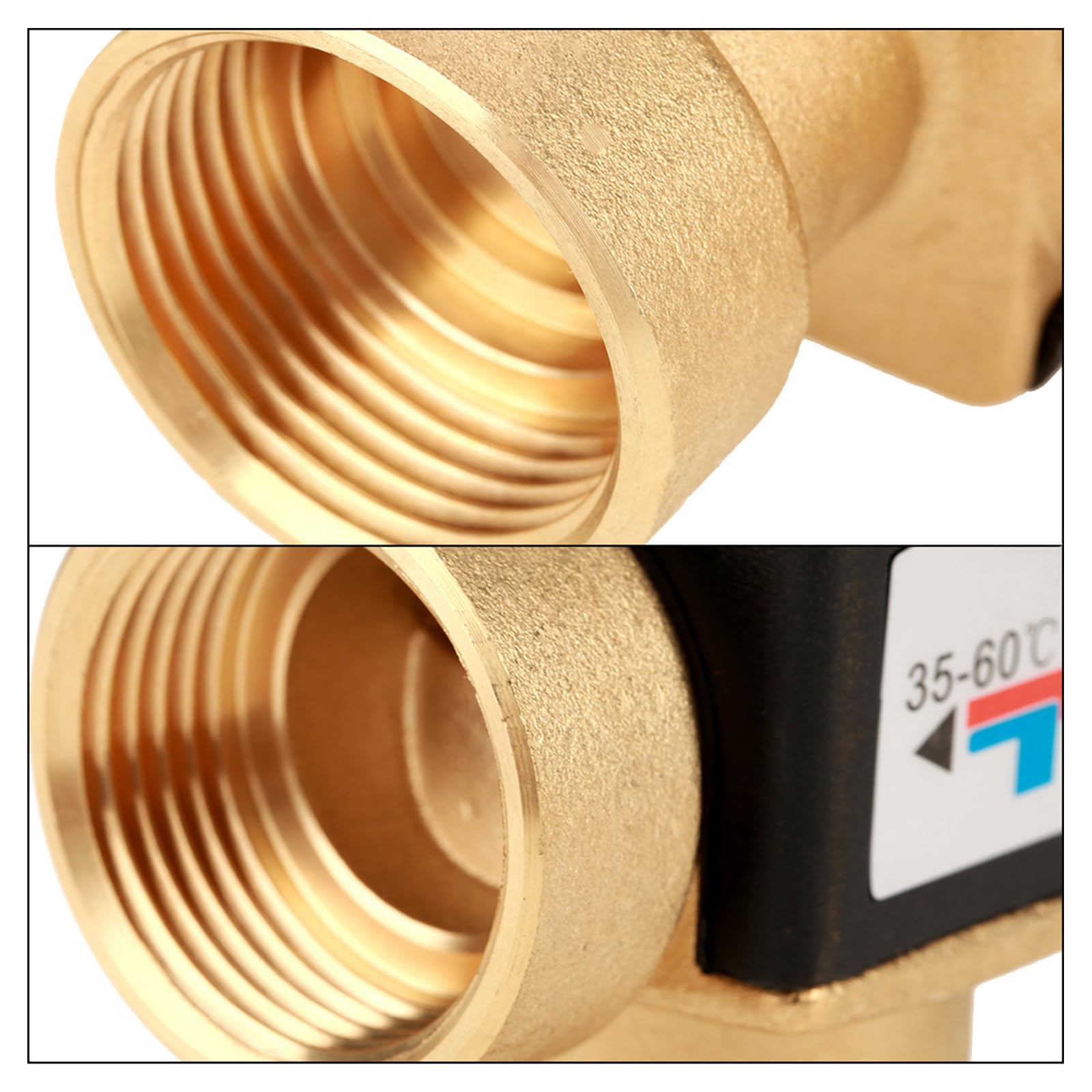 Válvula mezcladora termostática, G 1 pulgada 3 vías mezclador termostático, 35-60 °C mezcladora termostática para sistema de agua caliente sanitaria (rosca interna)