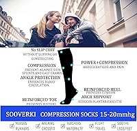 Vista 81 de Calcetines de compresión y circulación para mujer y hombre (3 pares), para enfermería, correr, viajar, calcetines hasta la rodilla
