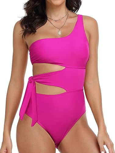 Miniatura 2 de Mycoco Traje de baño de una pieza para mujer sexy con un hombro recortado traje de baño adelgazante