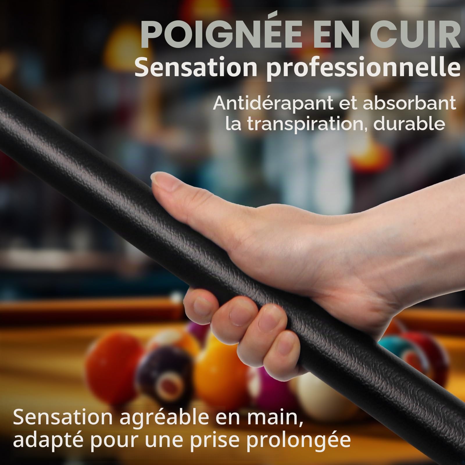 Queue de Billard, Billard Queue Lot de 4 Pool Cue Sticks Bâtons de Billard en Bois Dur de 58 Pouces pour Les Sports de Table de Billard
