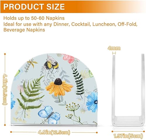 Miniatura 3 de Napkin Holder Wildflowers Butterfly Napkin Holders for Tables, Clear Acrylic Napkin Holders Cocktail Napkin Holder for Kitchen Restaurant Bar Home