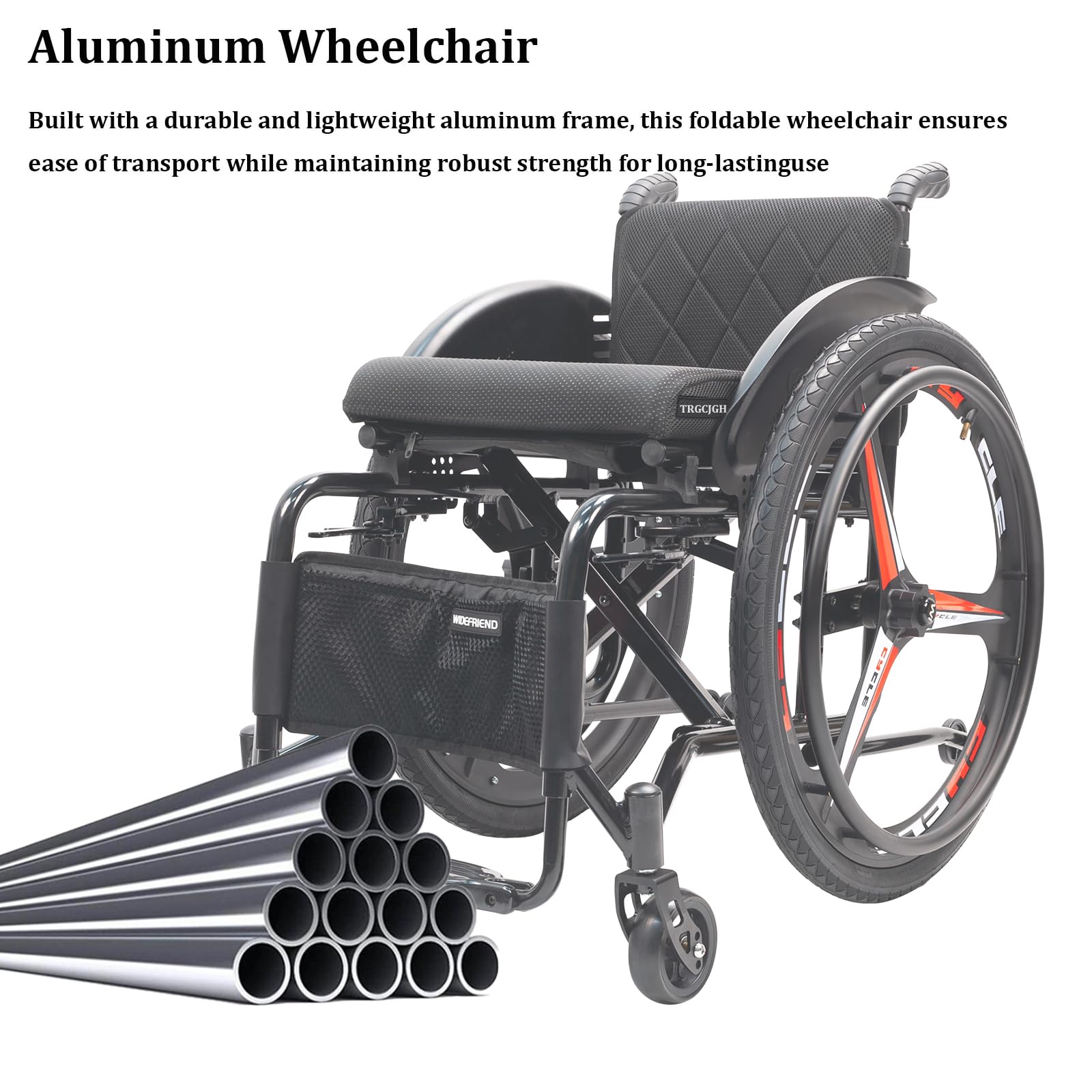 Silla de Ruedas Ligera Plegable de Aluminio, de tránsito, Autopropulsable, Frenos de Mano, Reposapiés abatibles, para minusválidos(Size:15.7in Seat Width,Color:Sports Style)