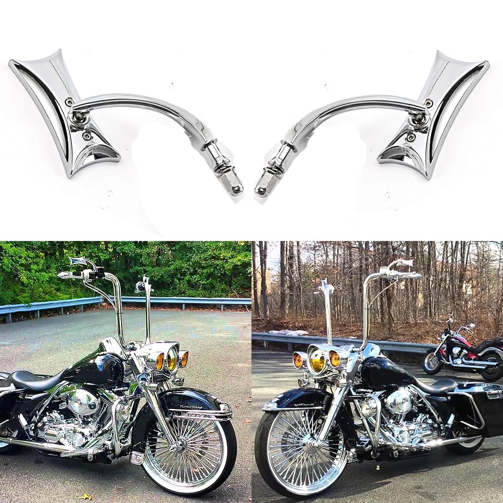 Pair Chrome Motorcycle Skull Mirrors For Harley Davidson Road King FLHR Special - View #11