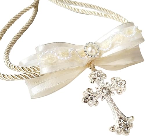 Miniatura 2 de Ivory Wedding Unity Cord with Silver Cross for Catholic Filipino or Hispanic Weddings
