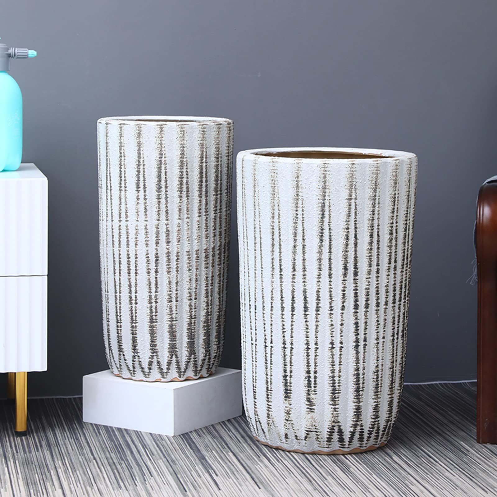 Vasi da Giardino Fioriere in Ceramica, vasi per Piante Grandi da 11,8/14,9 Pollici con Fori di Scarico, vasi da Fiori Alti per Interni ed Esterni, Arredamento Moderno ed Elegante