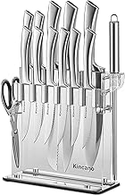 Knife Set, 14 PCS High Carbon Stainless Steel Super Sharp Kitchen Knife Set for Chef with Acrylic Stand, include Steak Knives, Sharpener and Scissors, Ergonomical Design by kincano