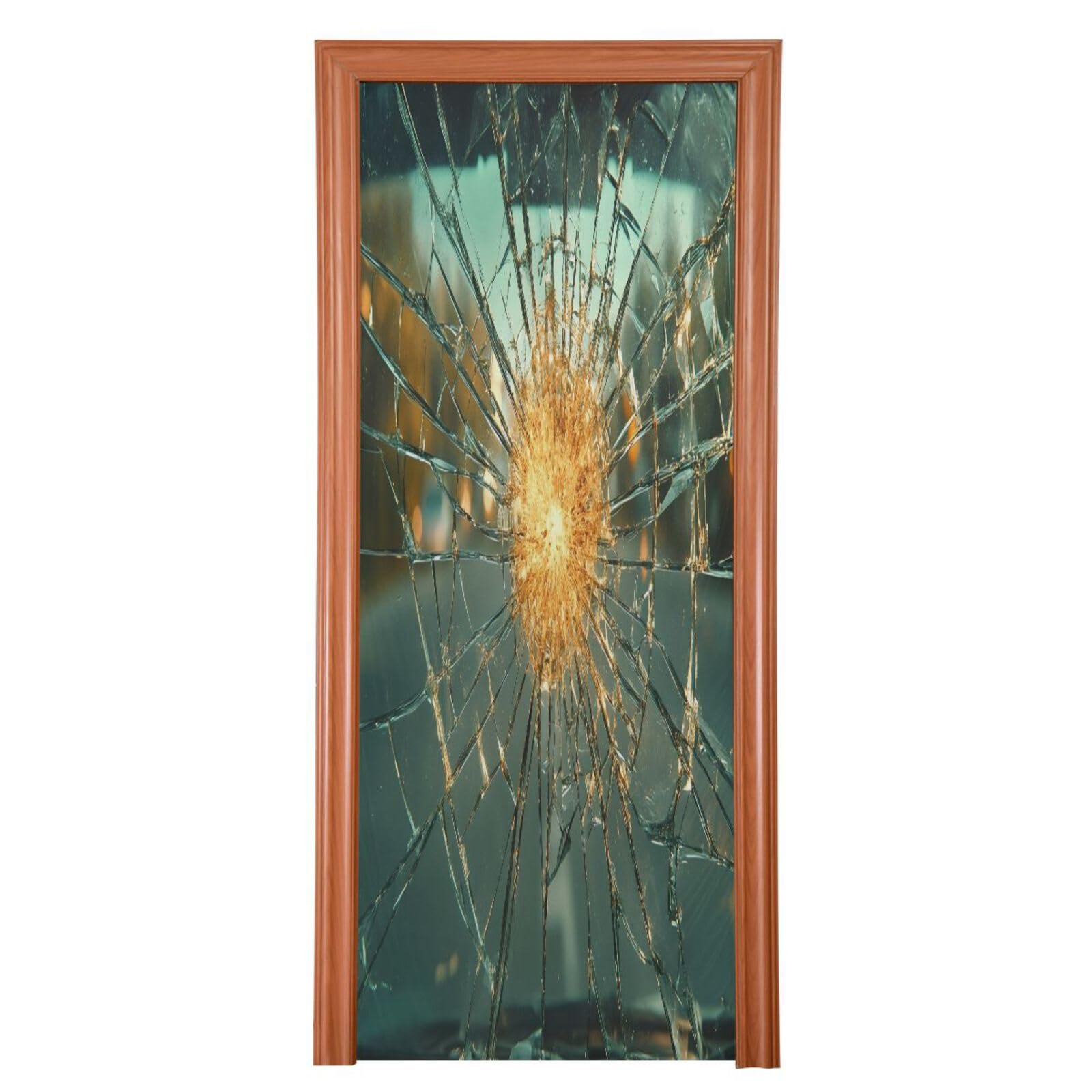 FLildon Broken Windshield Print Door Cover Decoration, Party Accessory Porch Decor for Festive Ornament Room Door Covers 32 x 79 Inch