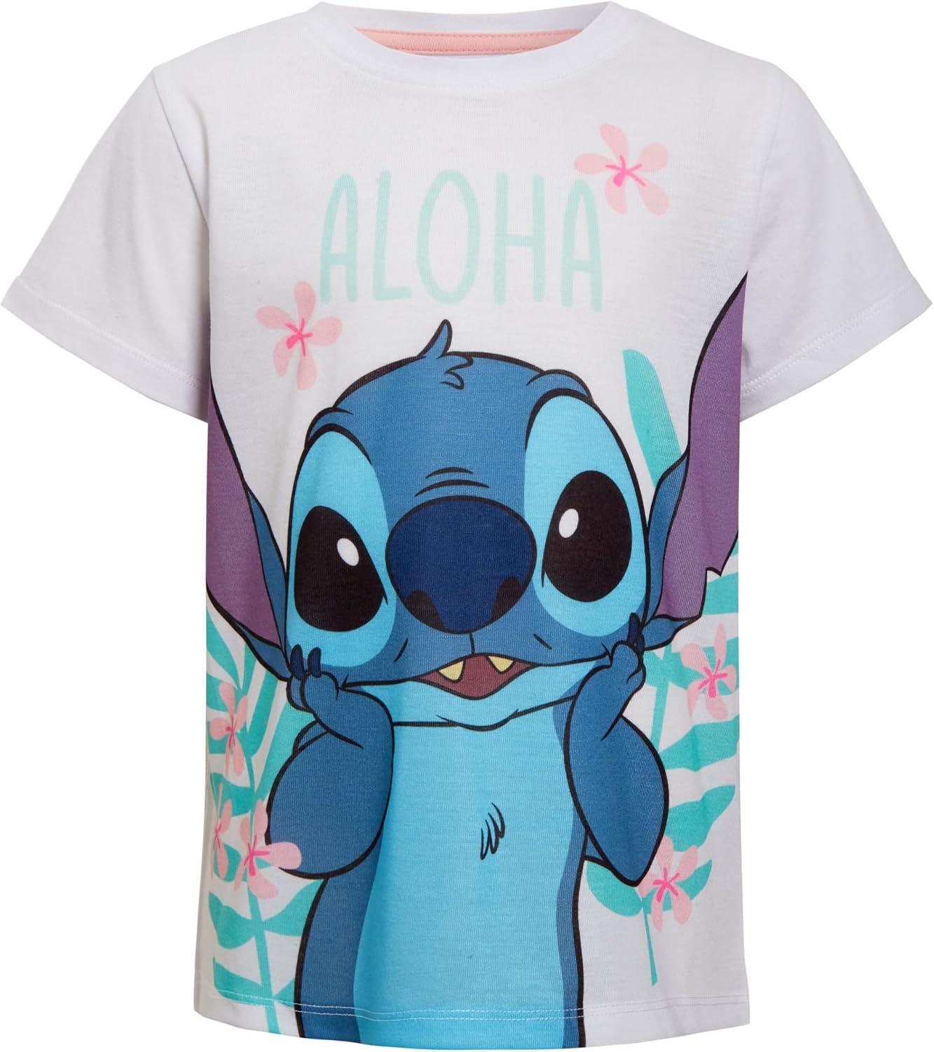 Disney Girls Stitch Dressing Gown + Pajamas Set Matching 3 Piece Set Kids Pink Bathrobe + Pjs