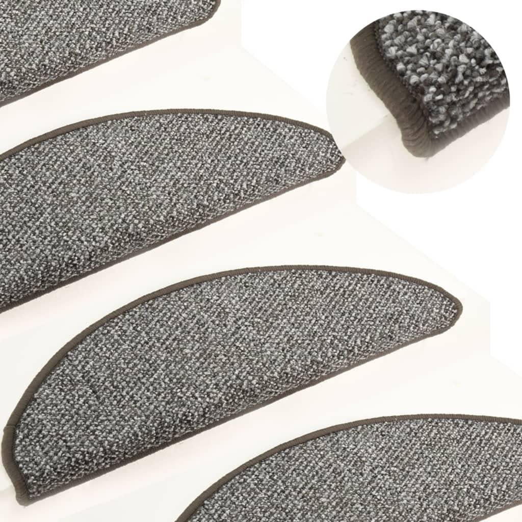 Tapis d'escalier anthracite lot de 15 pièces dimensions 56 x 17 x 3 cm