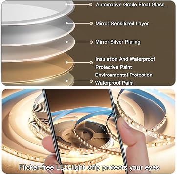 LED Bathroom Mirror, Round Wall Mounted Vanity Mirror with Touch Sensor/Anti-Fog/Dimmable & 3 Colors Round-C 70cm