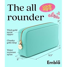 Embla Makeup Bag Travel Cosmetics Pouch and Toiletry Bag, Nylon Zipper Pouch Purse, Cute Make Up Organizer Storage Tote for Women Girls, Travel Skincare Case, Small Makeup Bags, Cotton Candy