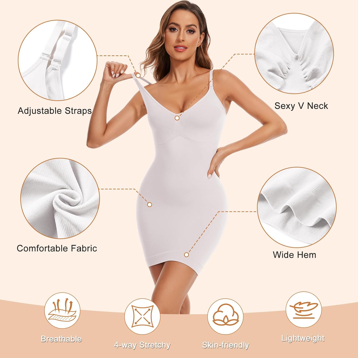 Shapewear Slip Dress for Women Tummy Control Full Slip - Image 3