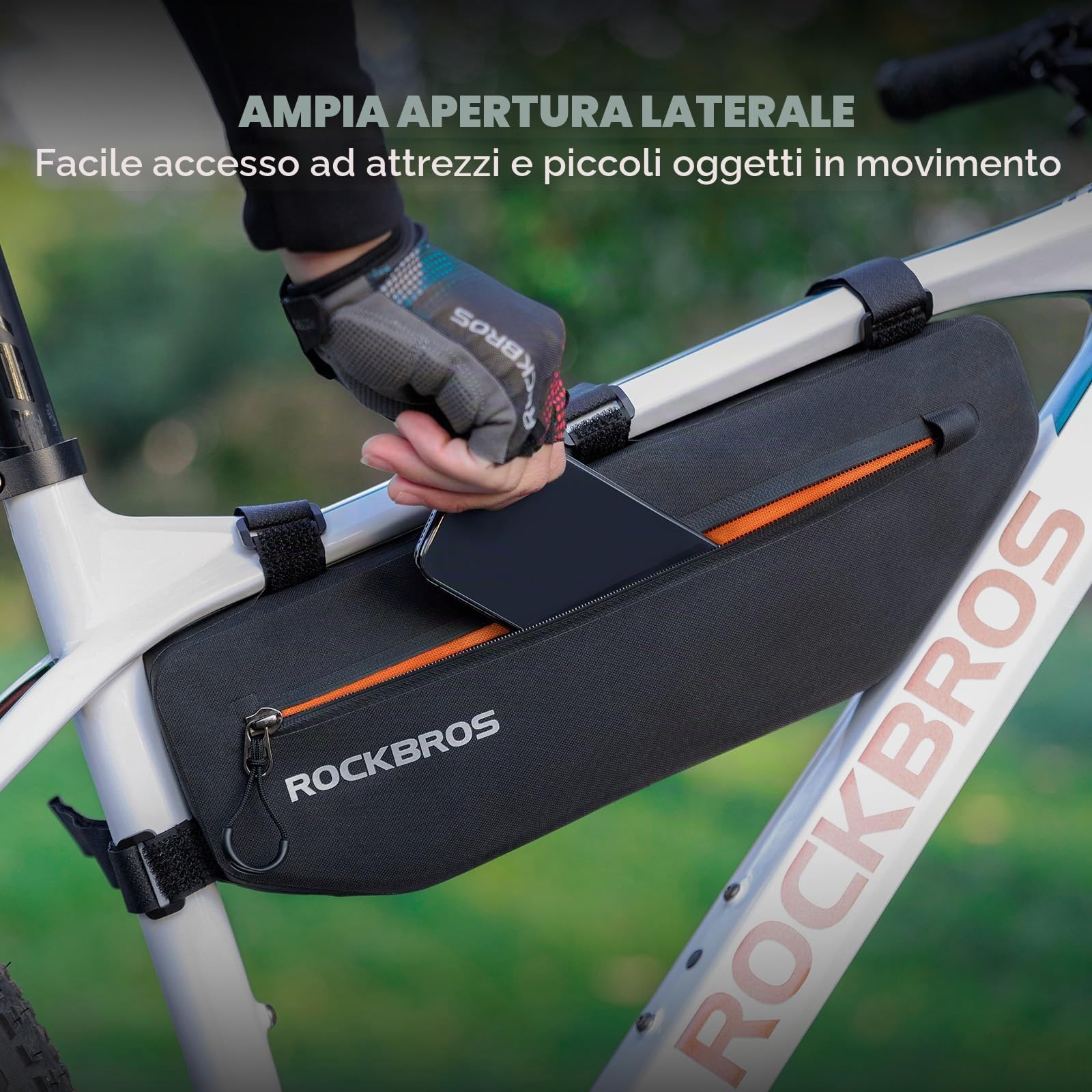 ROCKBROS Borsa Tubo Telaio Triangolo Impermeabile per Bici MTB Borsa Bicicletta Triangolare da Telaio Grande capacità 2 Modelli Disponibili 3L/4L