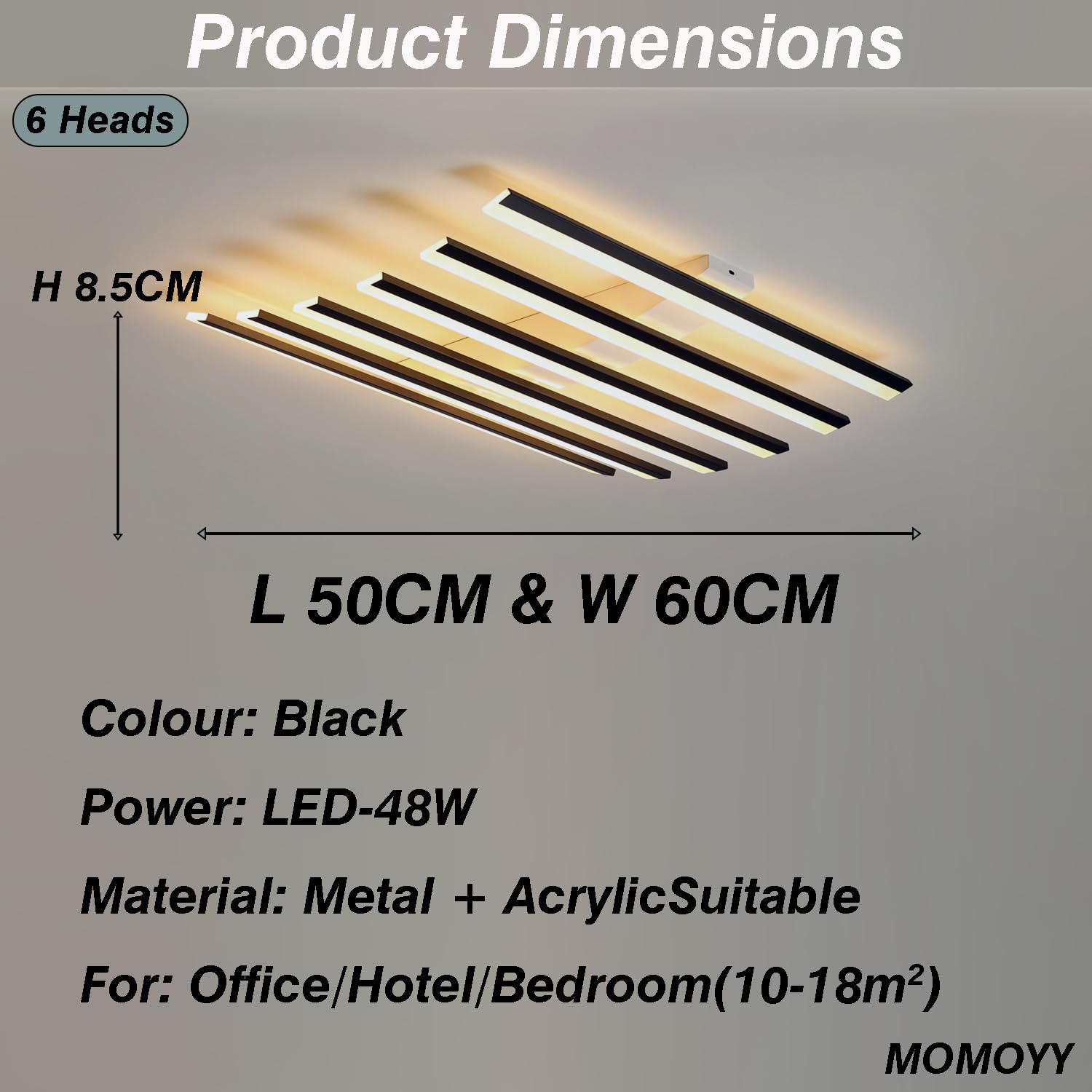 Lampa wisząca LED,nowoczesna lampa sufitowa w kształcie fali,lampa sufitowa z wieloma głowicami i funkcją ściemniania,wpuszczane czarne oświetlenie sufitowe,odpowiednie salonów i sypialni (50A)