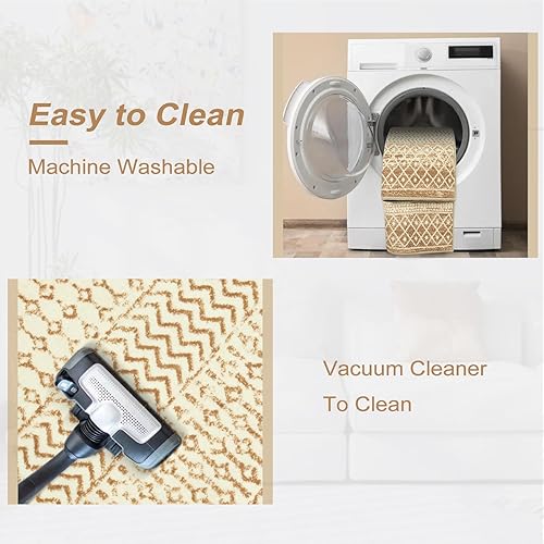 Miniatura 4 de Nailttos Alfombra bohemia para pasillos, 2 x 6 pies, ultra suave, antideslizante, vintage, resistente a las manchas, lavable, alfombra de casa de