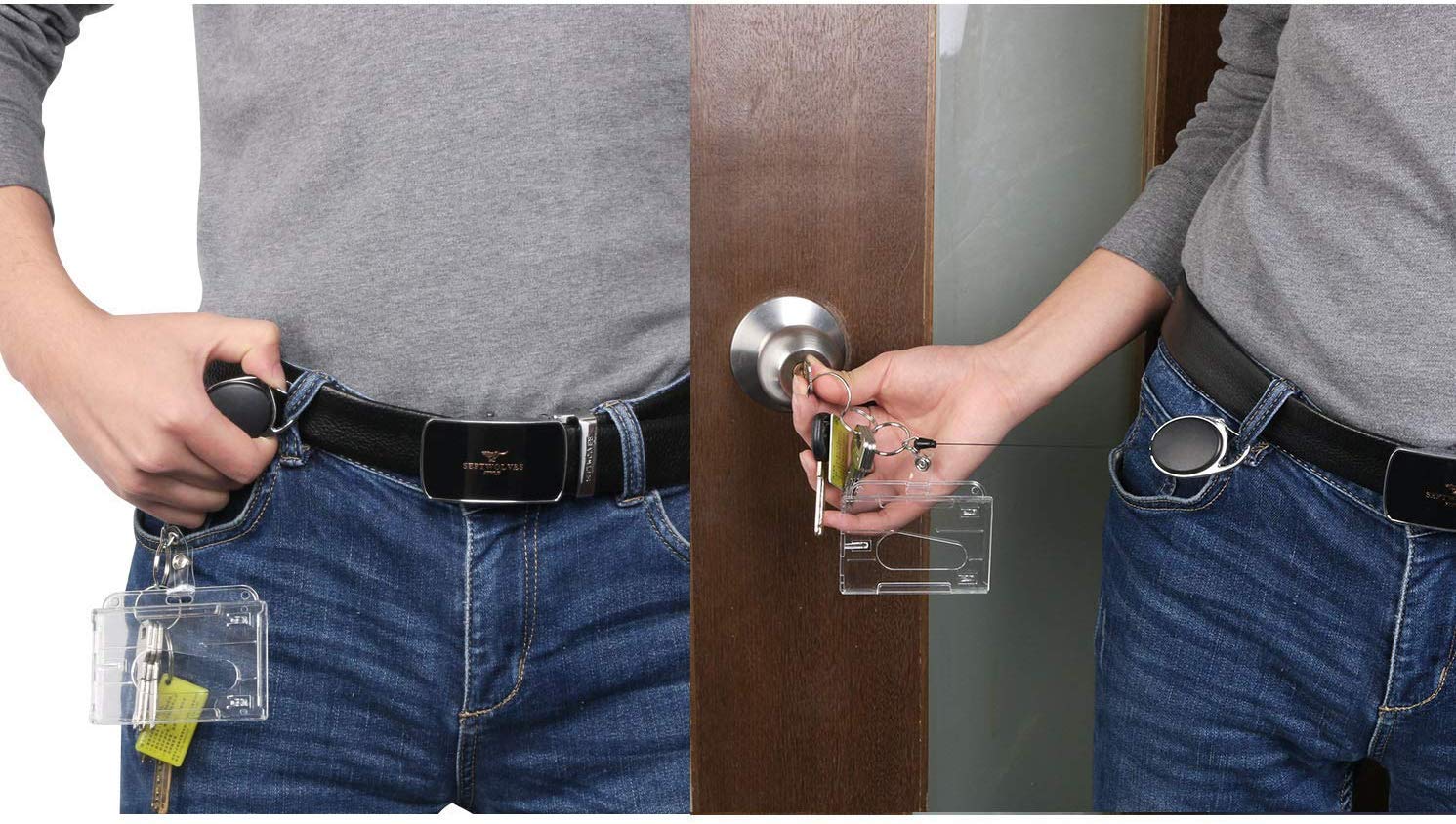 Vicloon Porta Badge Retrattile Bobina ID Portabiglietti con Portachiavi Estensibile Set da 3 pezzi per Ufficio