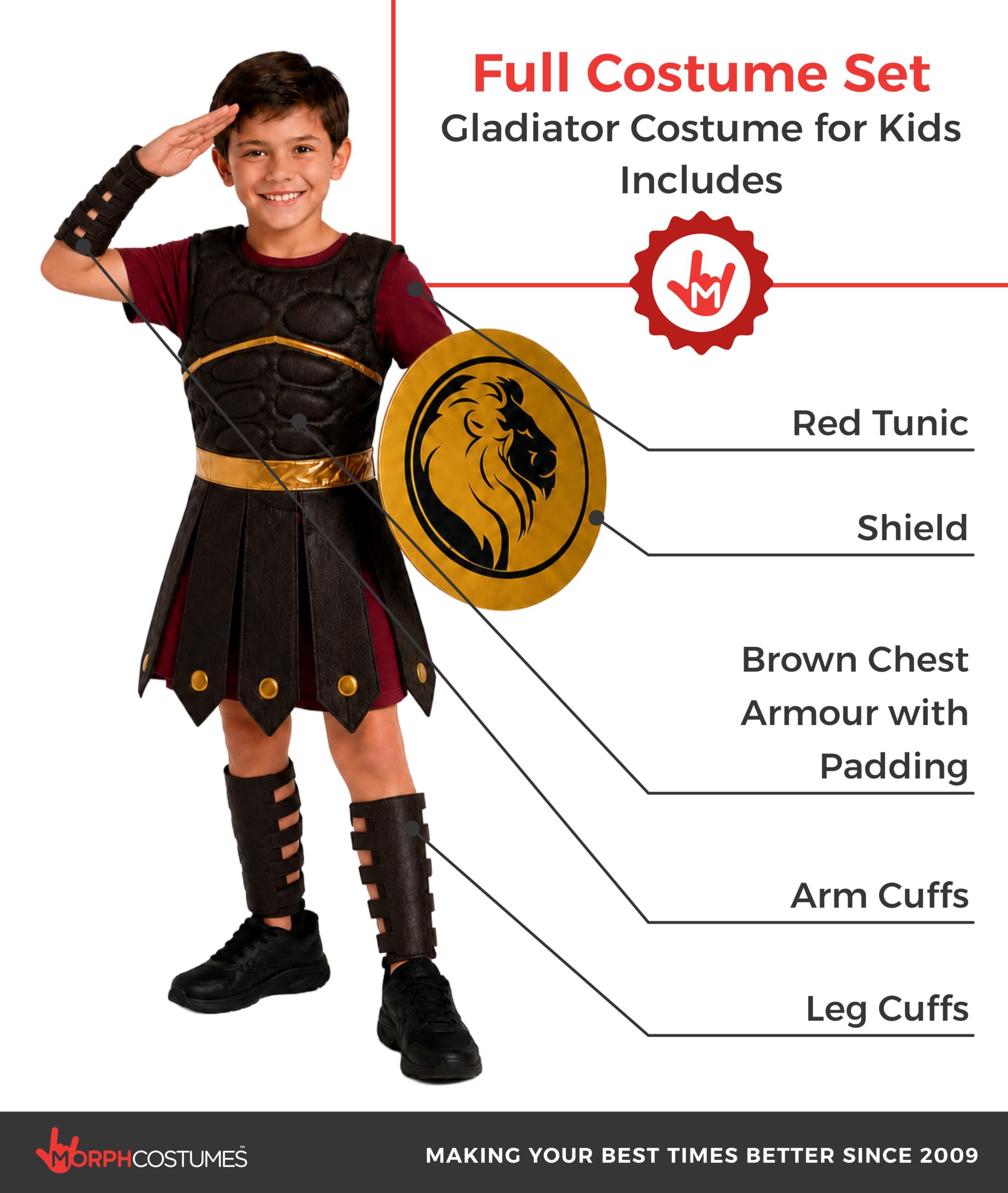 Fun Shack Costume Gladiatore Bambino, Costume Romano Halloween Bambino
