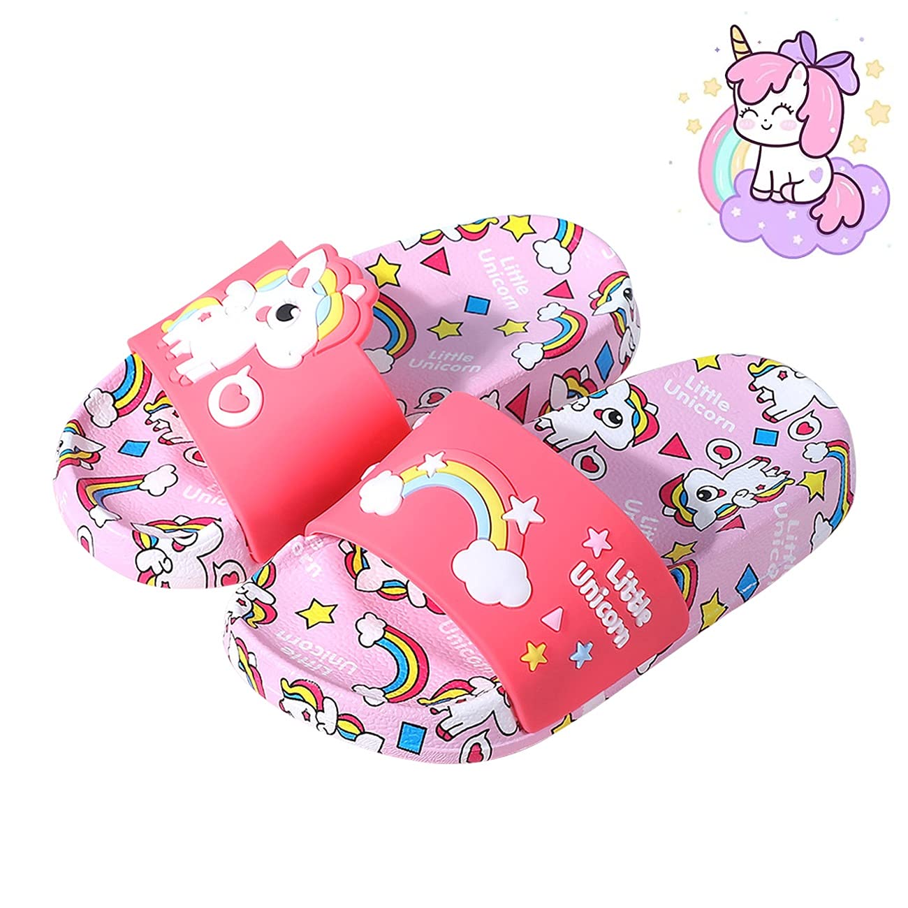 Enfants Chaussons Licorne Pantoufles de Bain Plates Chaussures de Piscine et de Plage Antidérapant Tongs de bain pour enfant Pour la douche et le bain