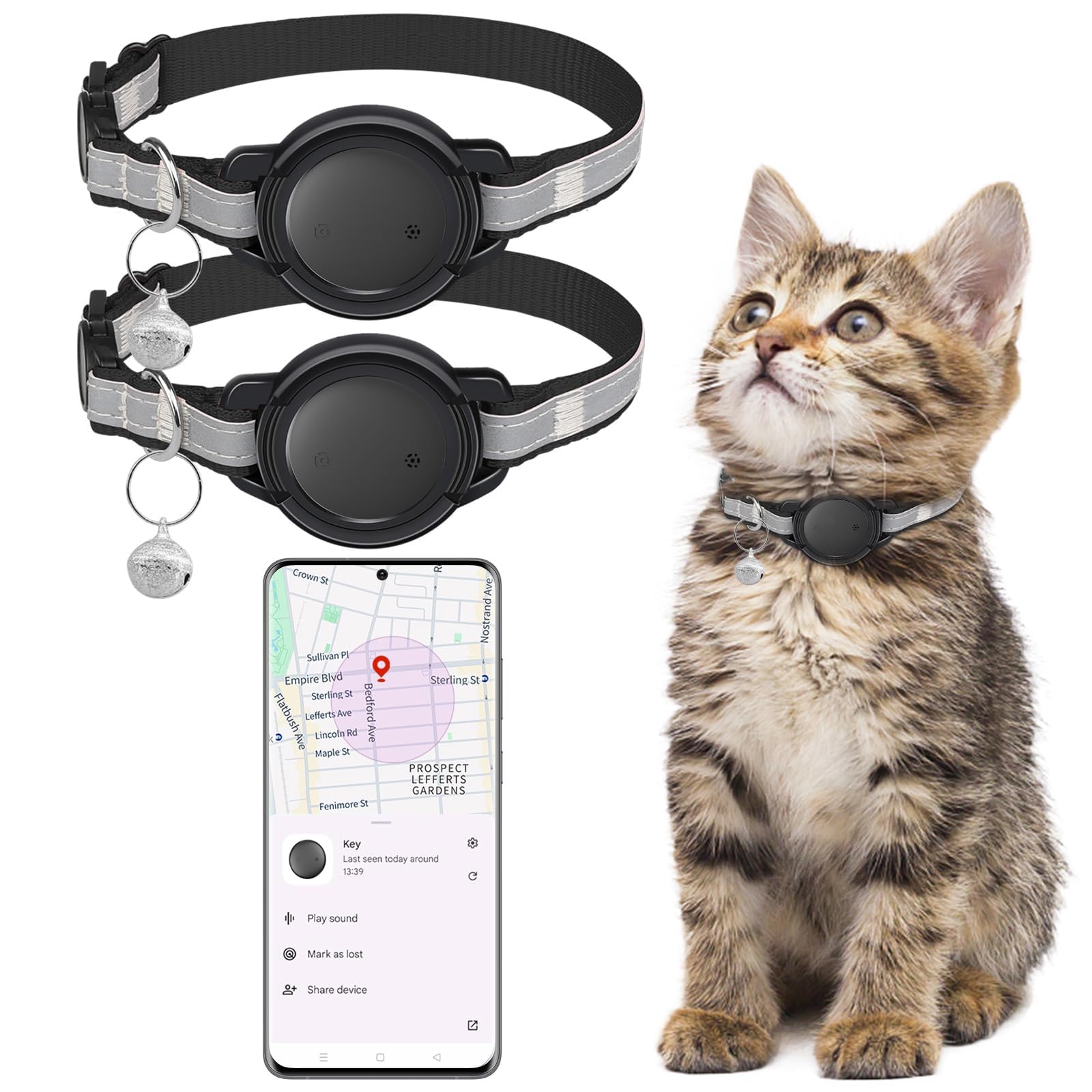 Collar de perro GPS Android (paquete de 2), rastreador GPS para perros, rastreador inteligente de actividad de mascotas, sin suscripción GJGAZ1