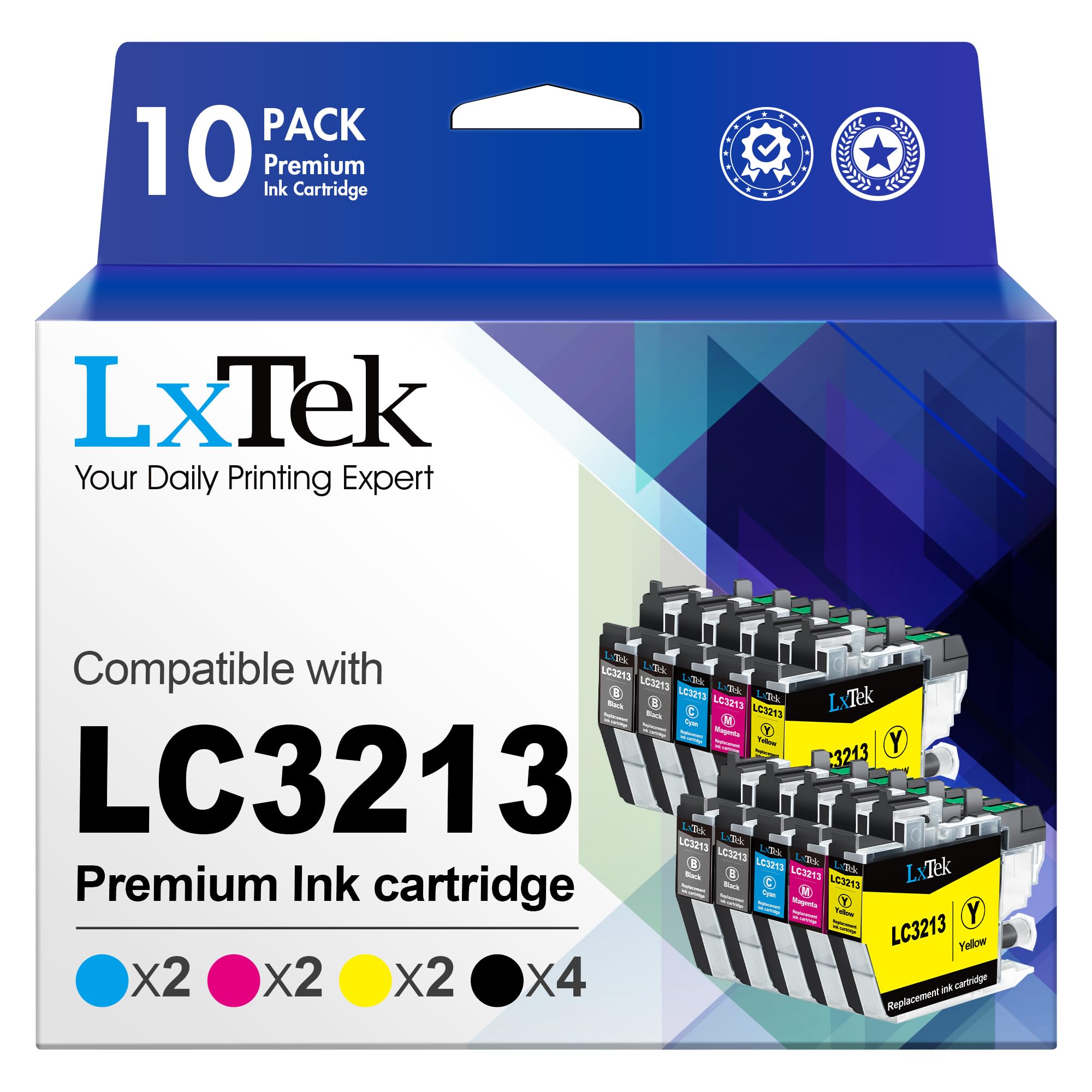 LxTek LC3213 LC3211 für Brother LC3213 für Brother MFC-J497DW Druckerpatronen LC3213 LC 3213 LC 3211 LC-3213 LC-3211 Kompatibel für DCP-J572DW Patronen MFC-J491DW DCP-J774DW (10er-Pack)