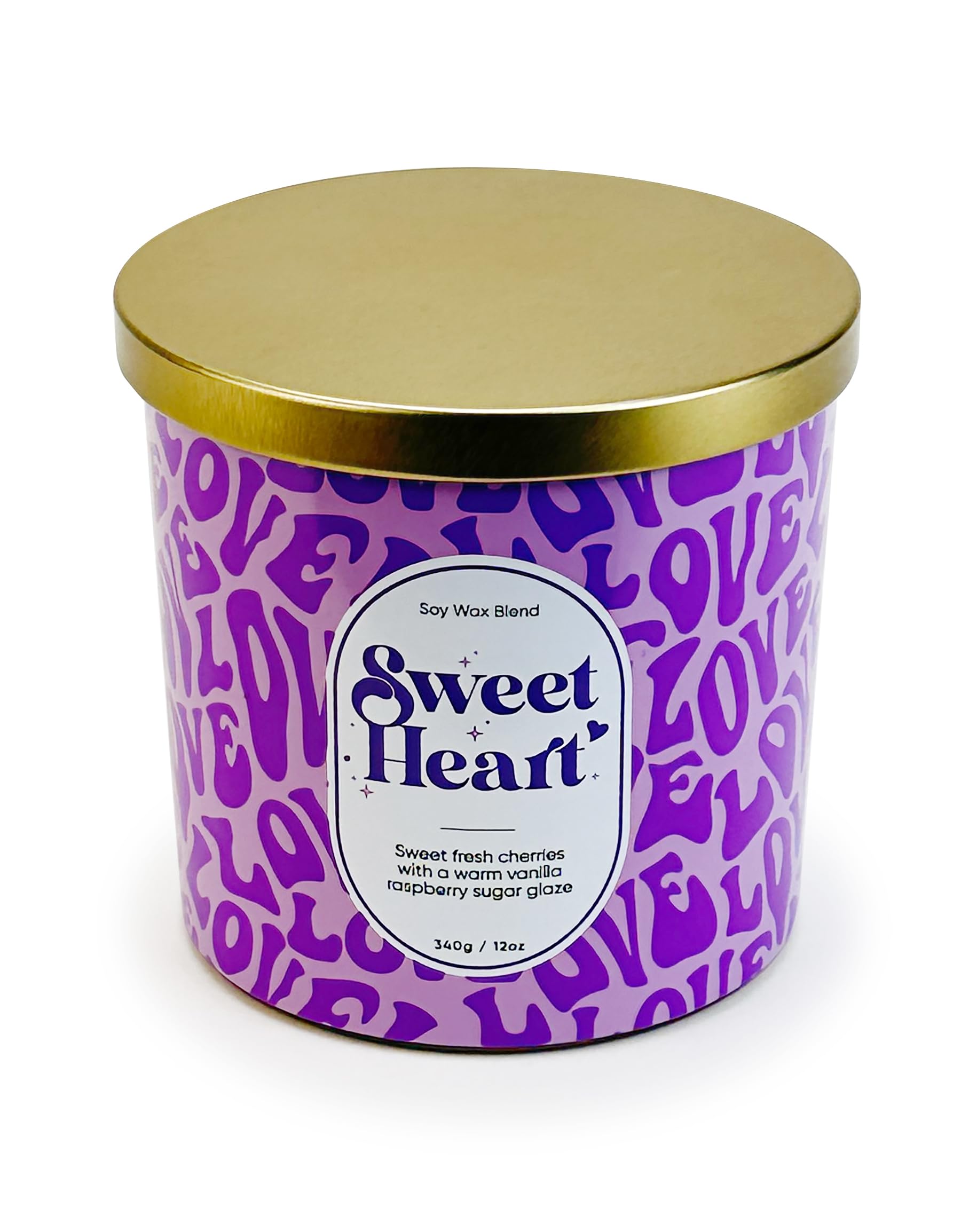 Sweet Heart Soy Wax Candles for Home Scented - Valentine Candles Fragrance Candle Cherries with Vanilla Raspberry Sugar Glaze - Non Toxic Valentines Soy Candles for Women & Men (12 oz)