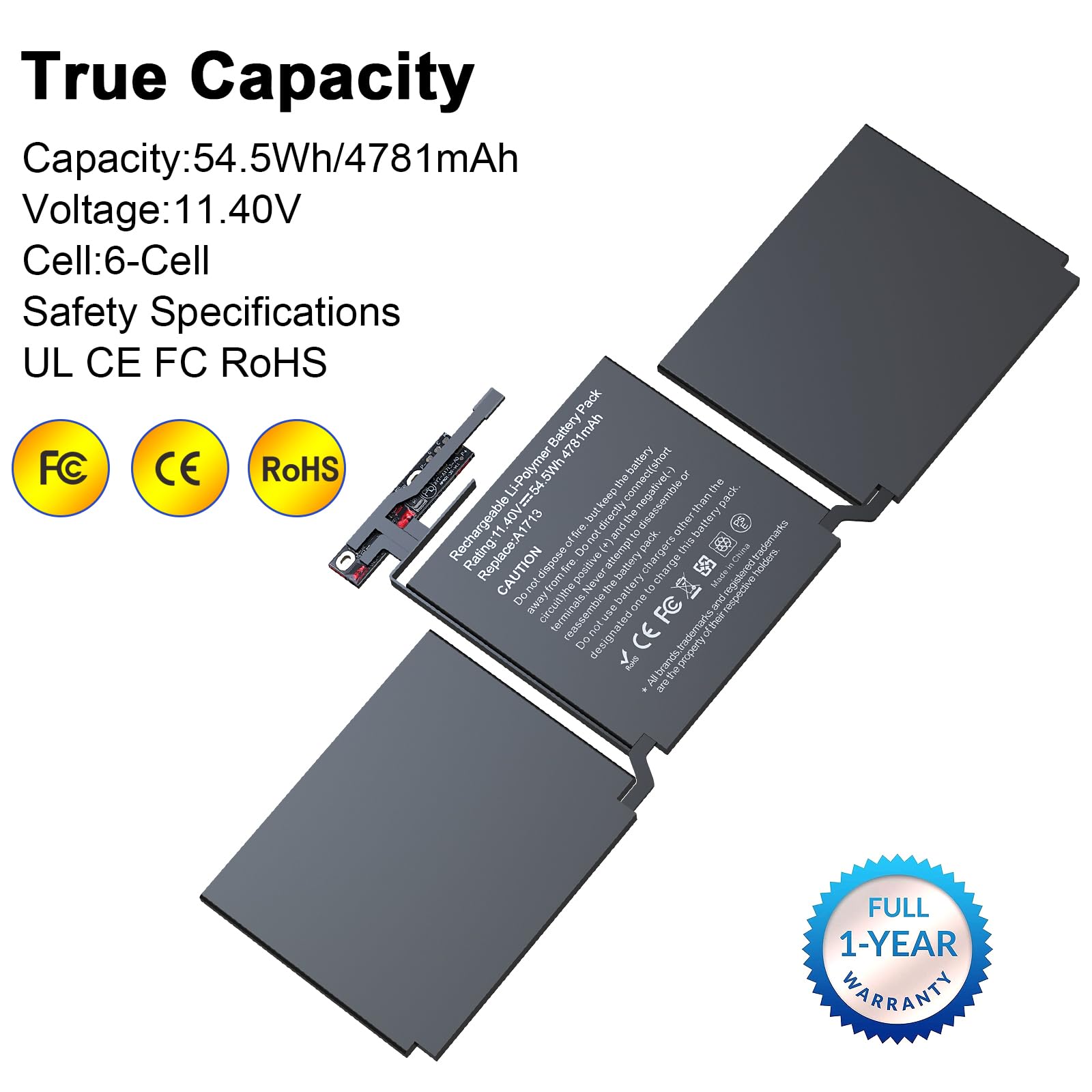 BND A1708 A1713 Batterie de rechange pour MacBook Pro 13