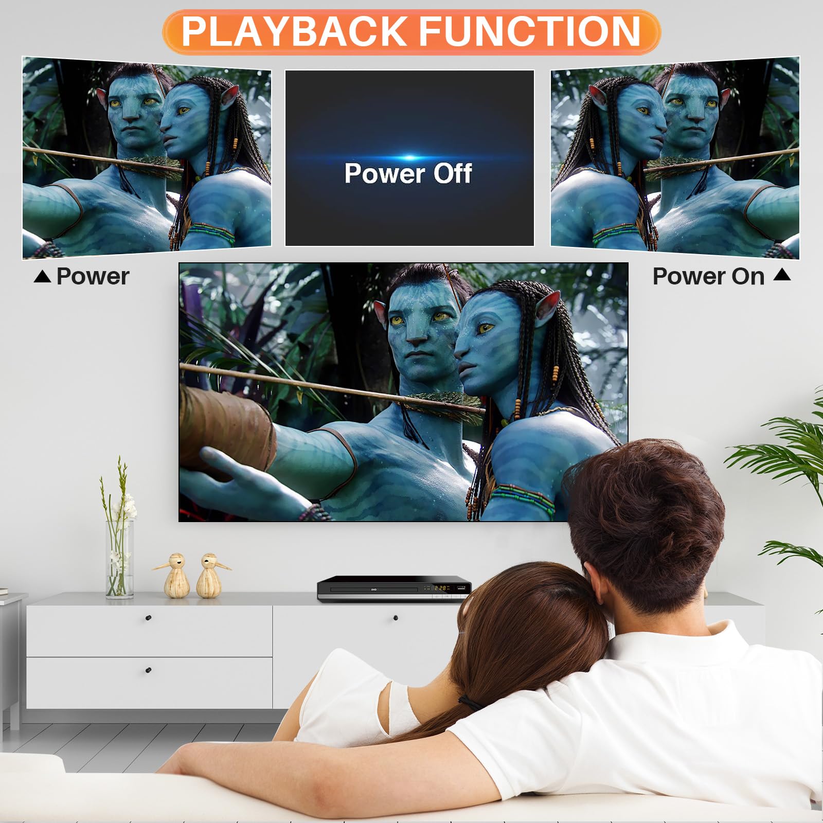 HD DVD Player mit HDMI-Anschluss, Region Free für Smart TV, HDMI/RCA Ausgangskabel inklusive, Unterbrechungspunktspeicherung, Eingebautes PAL/NTSC, CD Player für Zuhause (Nicht Blu-ray) (Schwarz)