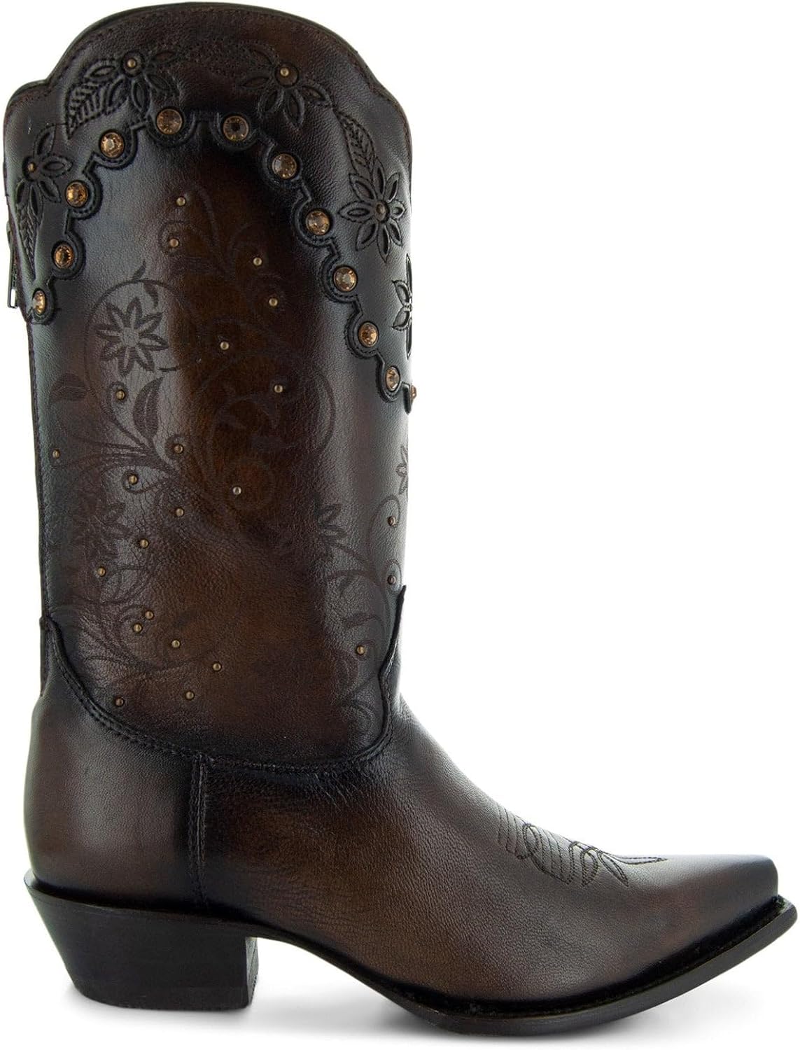 Soto Boots Womens Zippered Burnished Cowgirl Botos M50050