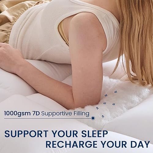 Miniatura 3 de YUGYVOB Cubrecolchón tamaño Queen extra grueso, refrescante y transpirable, bolsillo profundo de 8 a 21 pulgadas, relleno alternativo de plumón suave