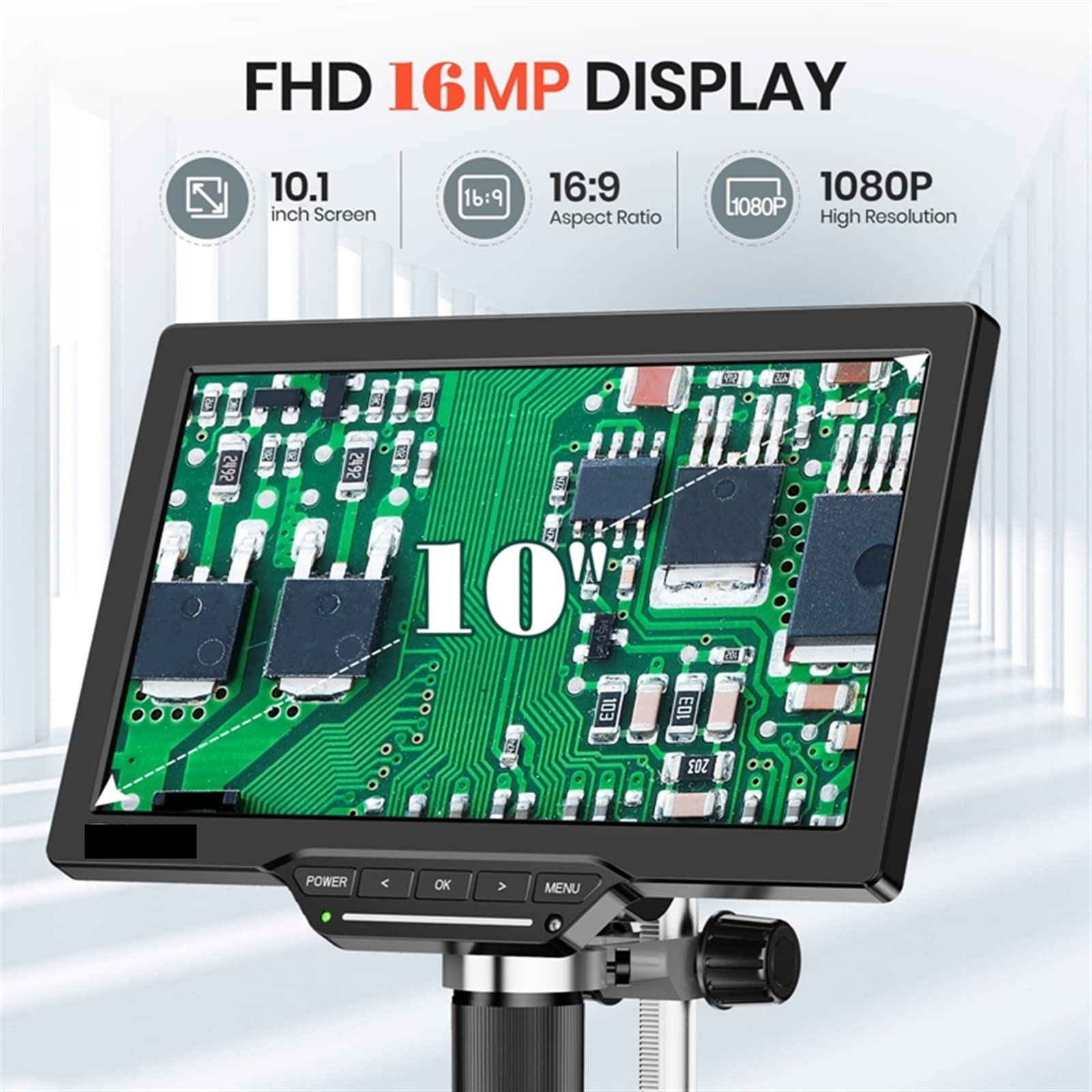 Mikroskop dla dorosłych dzieci, Mikroskop 3-1300X 16MP USB 7/10.1 Cal LCD mikroskop cyfrowy do elektroniki lutowanie PCB naprawa telefonów komórkowych dla dzieci uczniów dom szkoła laboratorium(DM201