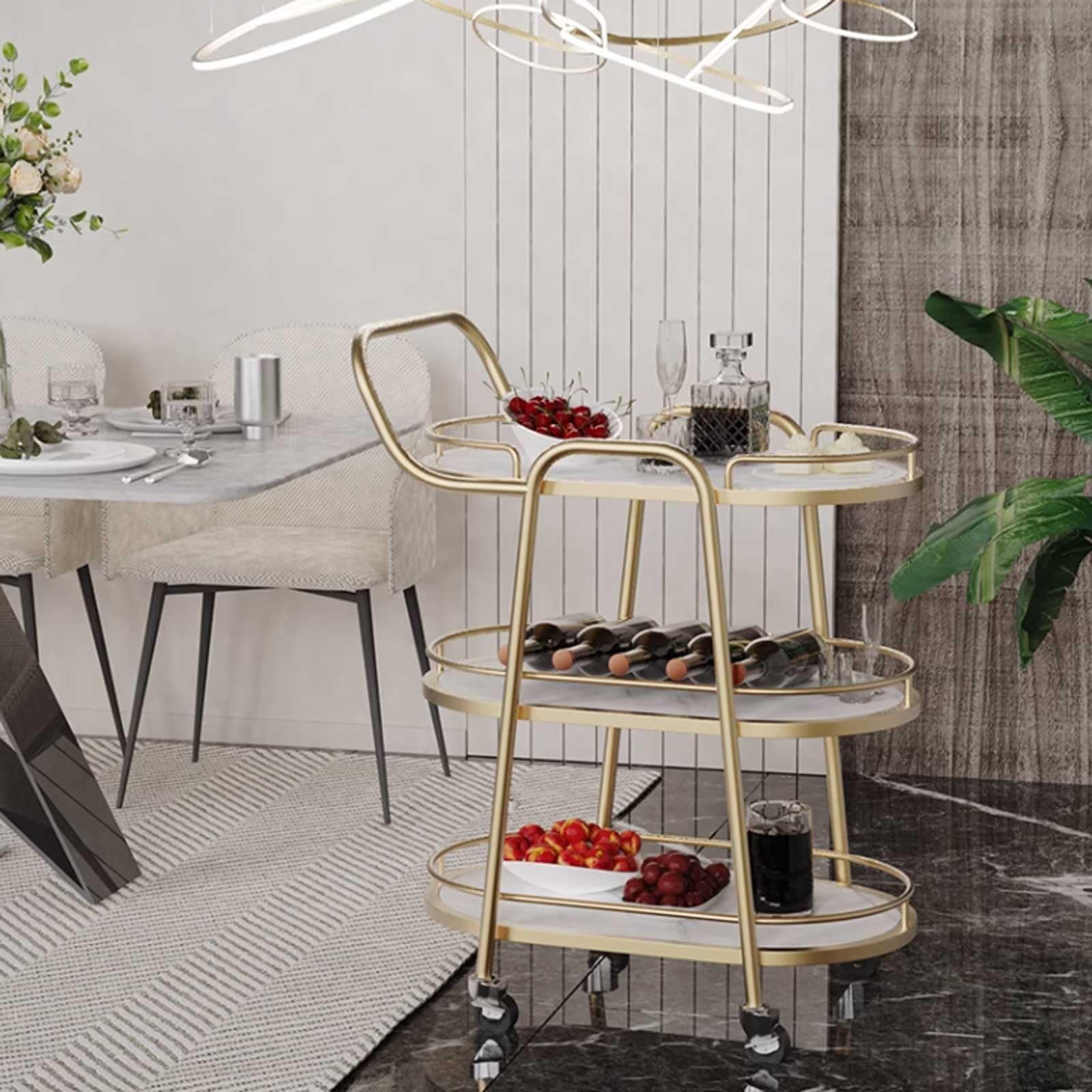 Carrello Multiuso da Cucina Carrello Bar for la casa con Ripiani Mini Carrello for Vino e liquori for Natale, Cucina, Feste, Sala da Pranzo, Soggiorno Carrello di Servizio(Bianco)