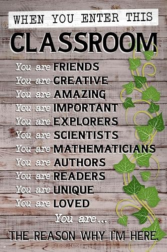 Letrero con texto en inglés When You Enter This Class (When You Enter This Classroom Rules) con reglas educativas para la escuela, casa de campo, disponible en Yaxa Colombia