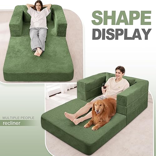 Miniatura 181 de Cama humana gigante para perro, cama 3 en 1 para perro de tamaño humano con funda de piel sintética lavable, cama grande plegable para mascotas con
