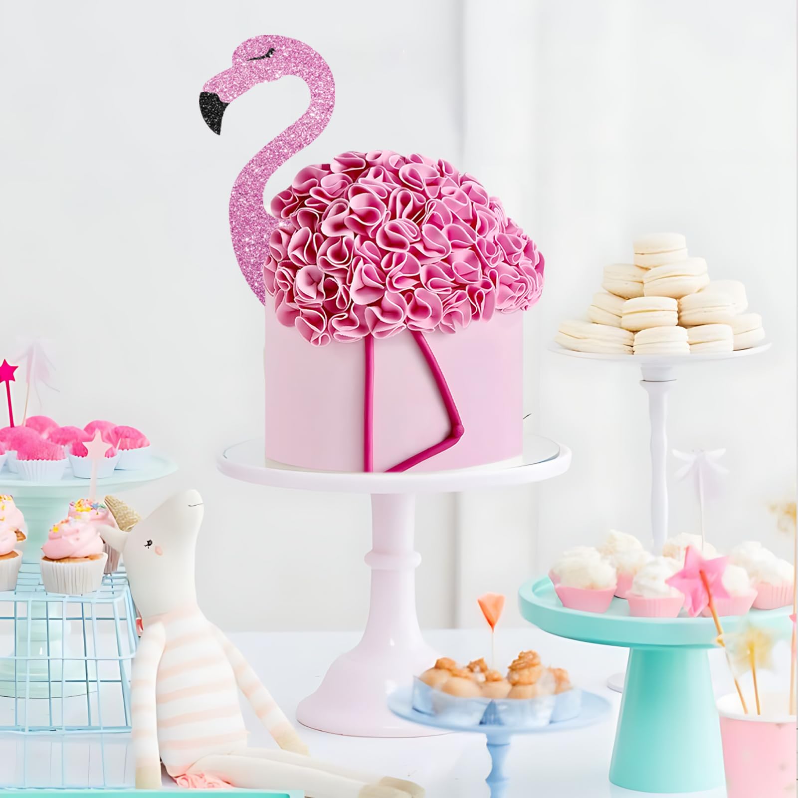 Kuchen-Topper Set – Goldener Flamingo, Palmenblätter, Ananas – Für Tropische Mottopartys (nicht Essbar)